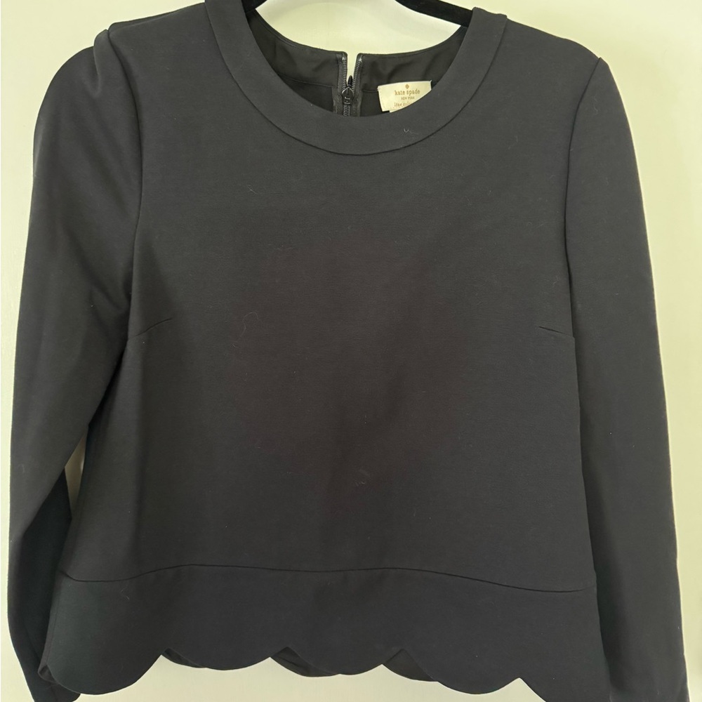 Kate Spade Black Boxy Long Sleeve Blouse